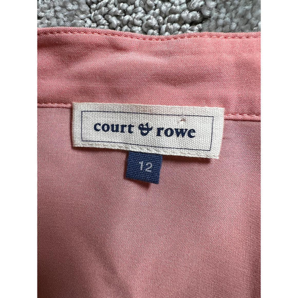 Peach Fuzz Midi SHIRT DRESS Size 12 Medium Faux Silk Button Fr Court & Rowe NEW - Picture 11 of 14